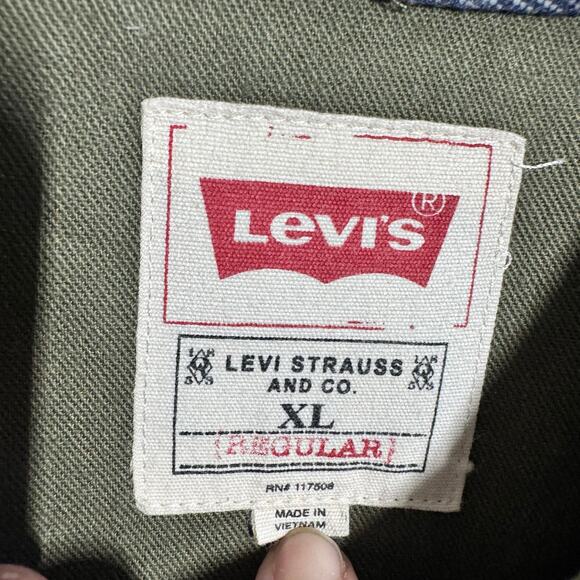 Levi's Western Denim Button Up Shirt Men XL Green Country Outdoor Workwear Top - Picture 7 of 8